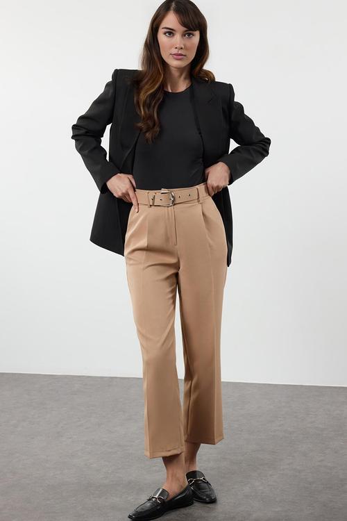 Belted ankle trousers - beige
