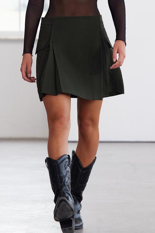 Mini Woven Skirt - Dark Khaki
