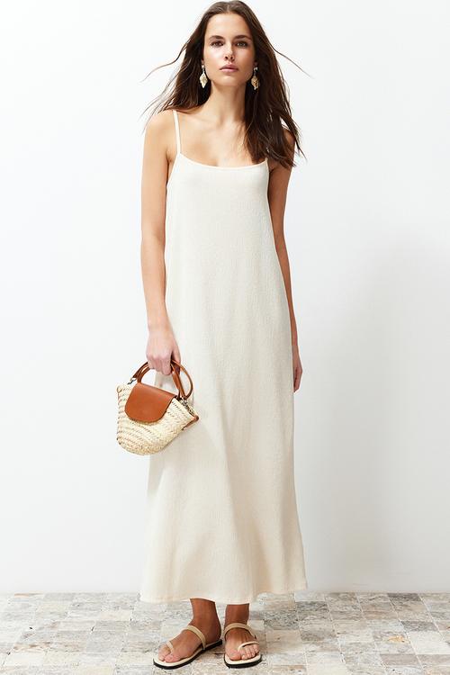 Plain Knitted Dress - Stone