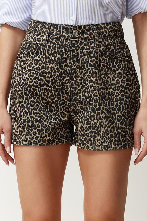 Leopard Print Brown Shorts & Bermuda - Brown