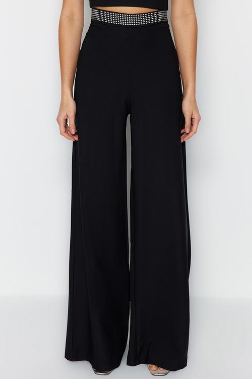 Belt Detailed Woven Trousers - Black