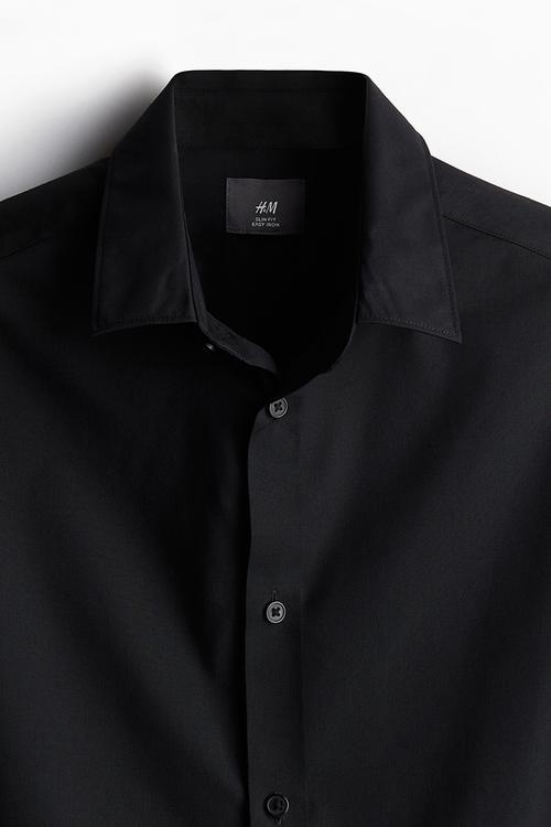 Slim fit easy-iron shirt - black