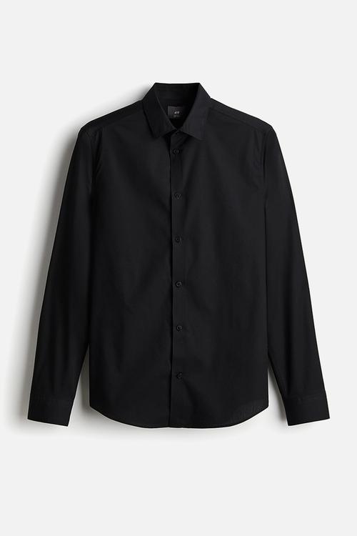 Slim fit easy-iron shirt - black