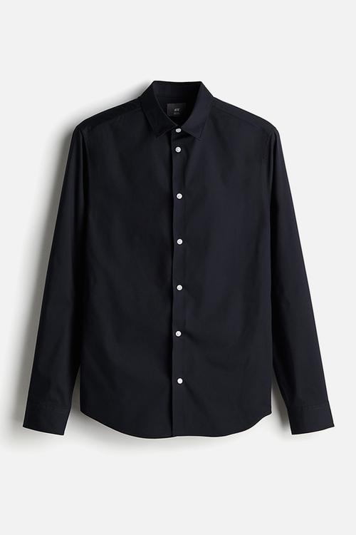 Slim fit easy-iron shirt - navy