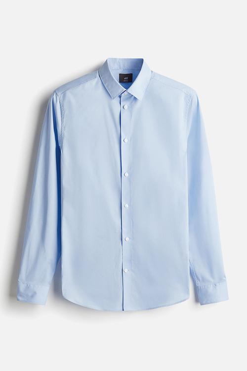 Slim fit easy-iron shirt - blue