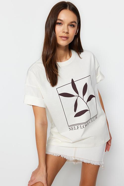 Printed relaxed t-shirt - ecru