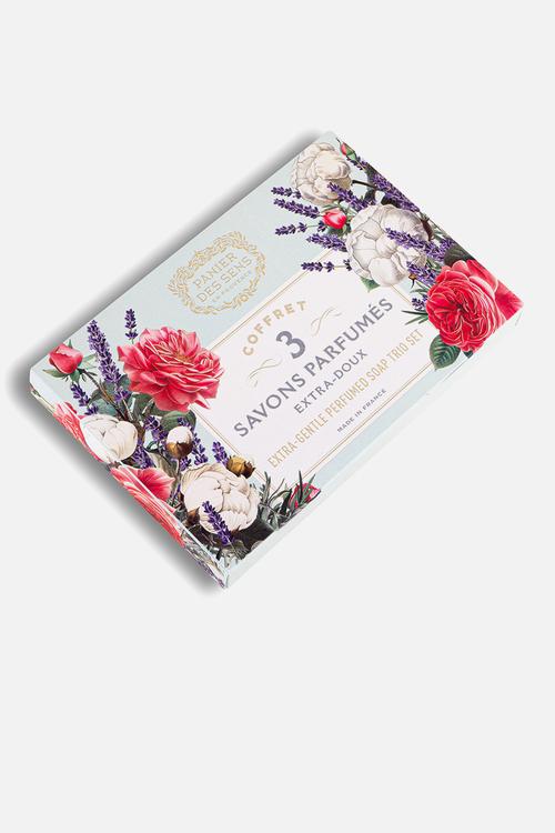 Extra-Gentle Perfumed Soap Trio Set - Blue Lavender, Cotton Flower, Rose Nectar