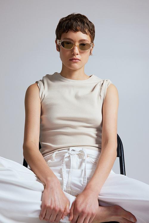 Fitted T-shirt - light greige 