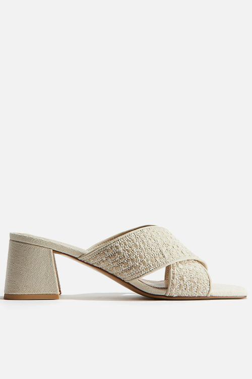 Textured mules - light beige