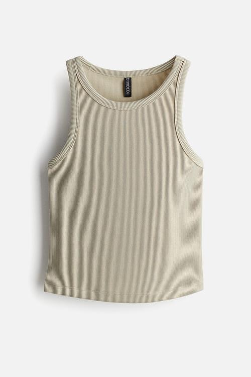 Ribbed vest top - light khaki green