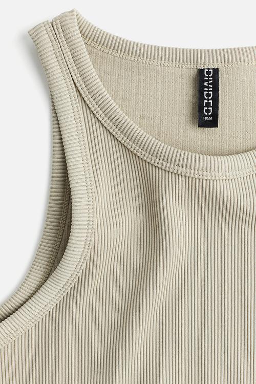 Ribbed vest top - light khaki green