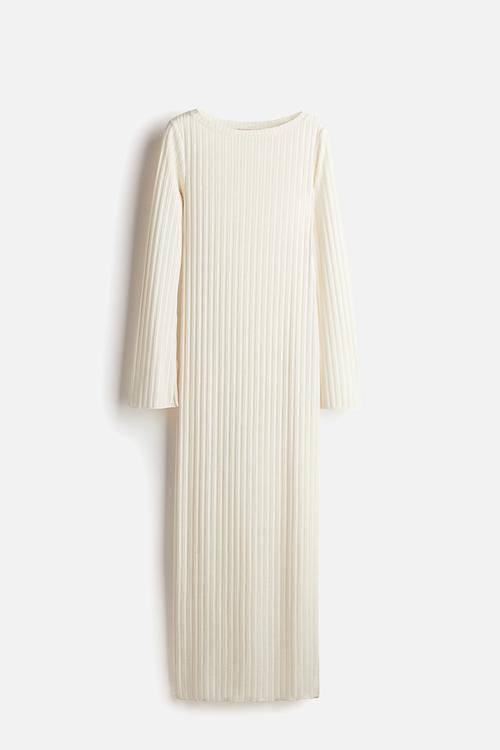 Rib-knit dress - white
