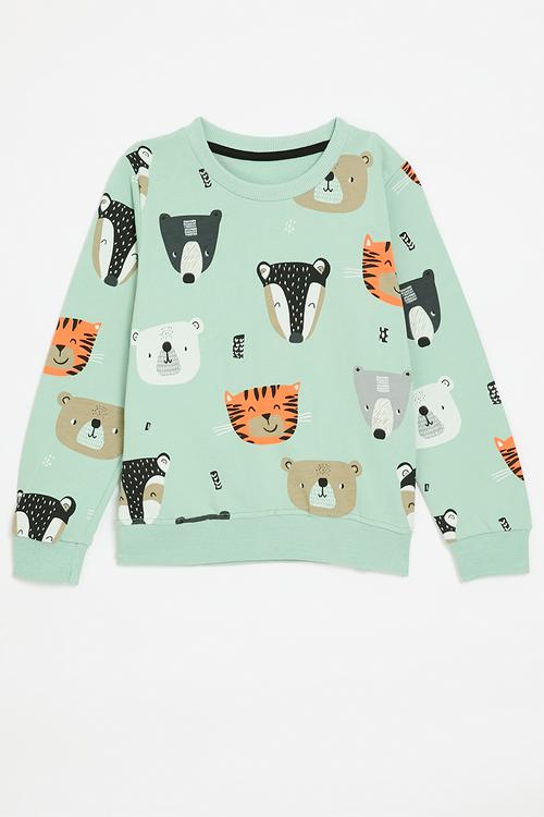 Printed sweat top - sage green