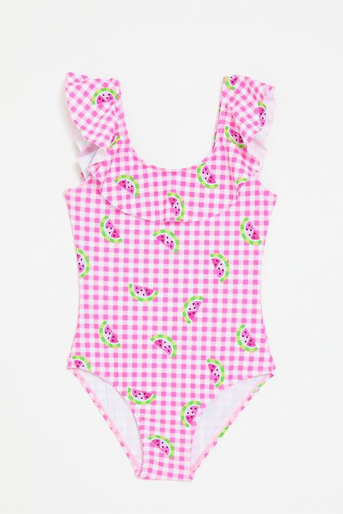 Frilled swimsuit - pink