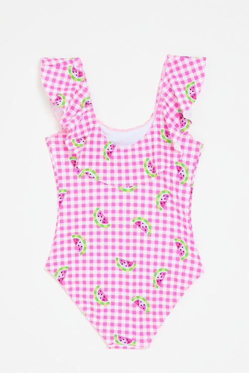 Frilled swimsuit - pink