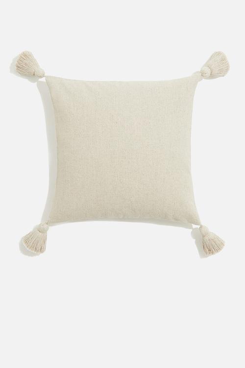 Tasselled cushion cover - light beige