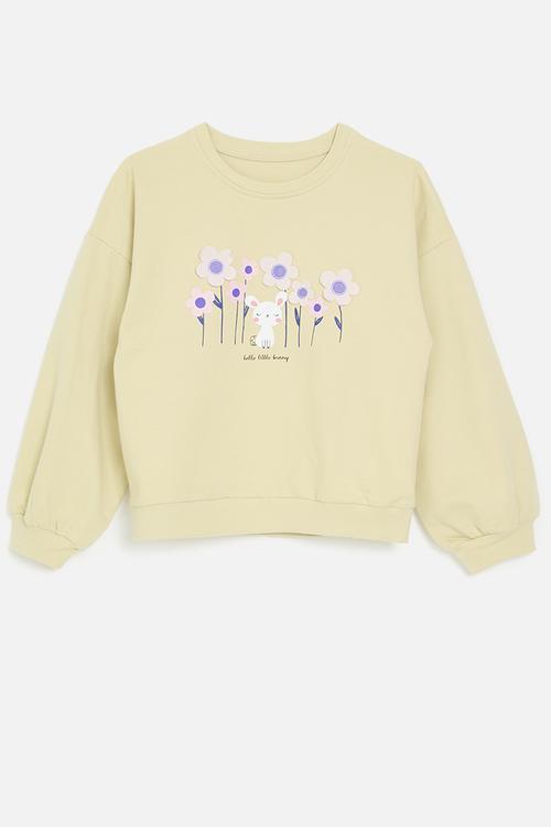 Floral print sweat top - beige