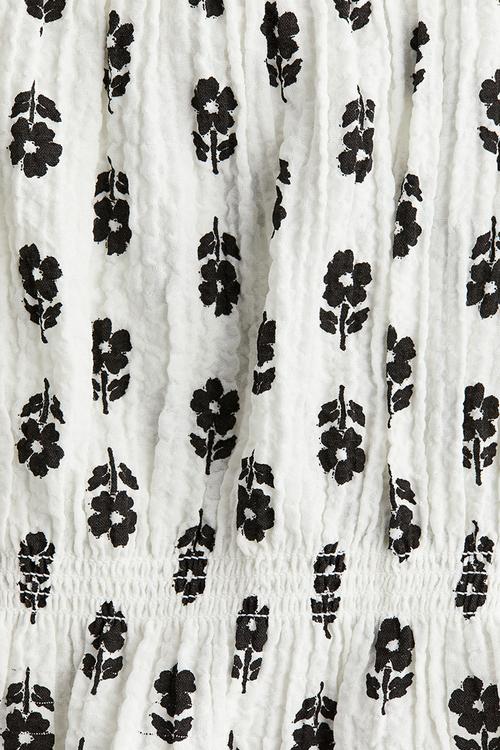 Seersucker top - white/floral