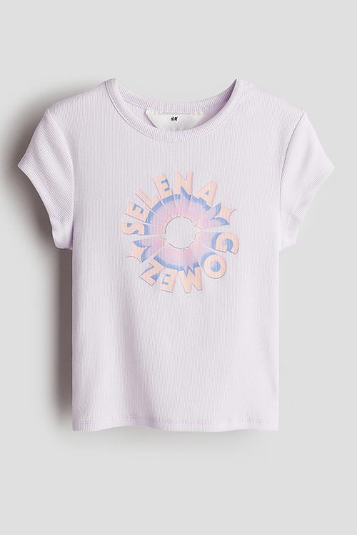 Ribbed T-shirt - light purple selena gomez