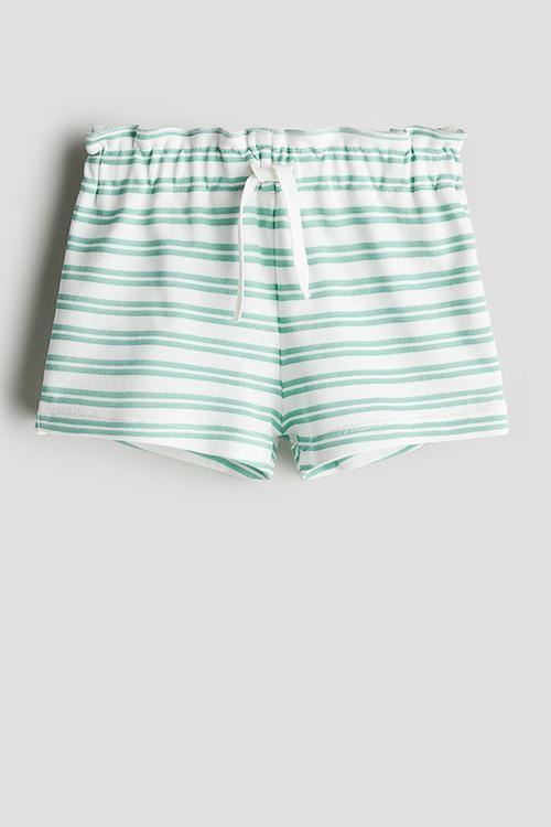 Cotton shorts - white green striped