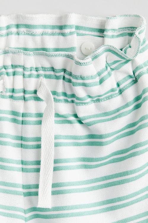 Cotton shorts - white green striped