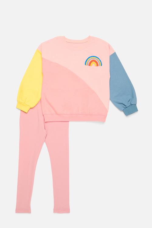 Contrast sweat top & legging set - multi