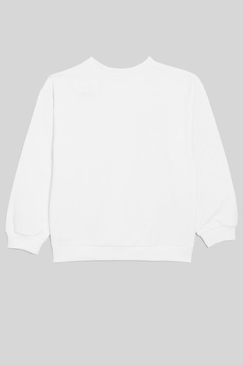 Bow print sweat top-white