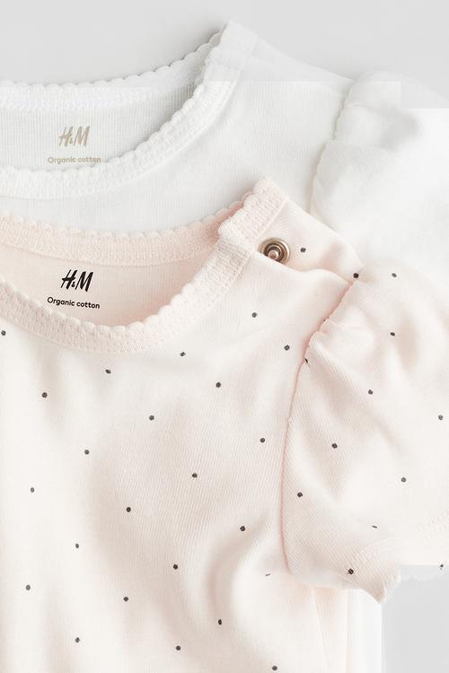 2 pack short-sleeved bodysuits - powder pink spotted