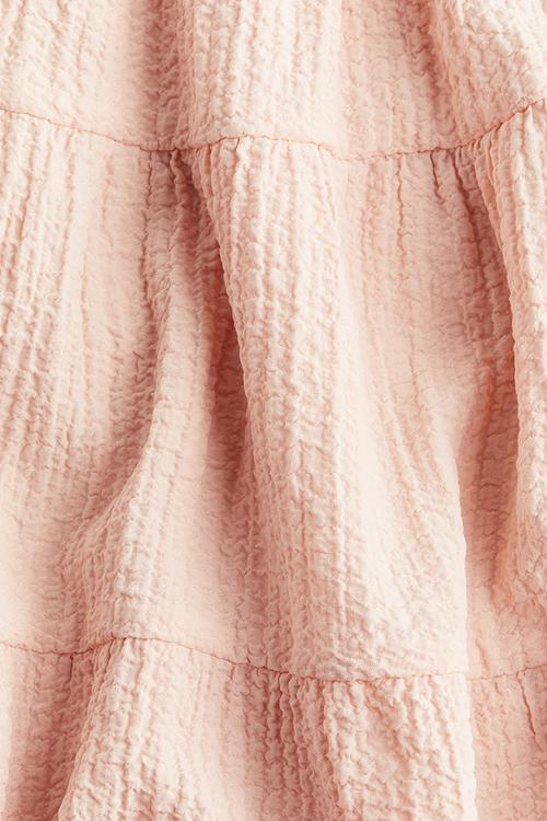 Tiered seersucker skirt - powder pink