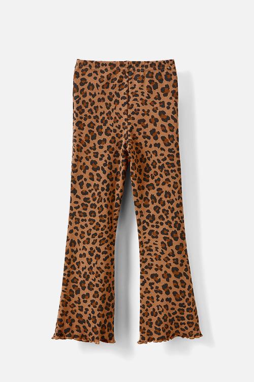 Francine flare pant - taupy brown/leopard