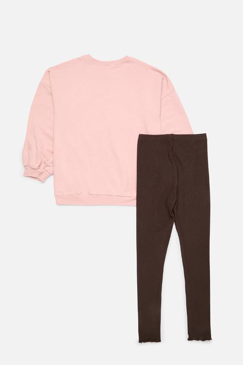 Sweat top & legging set-pink & black