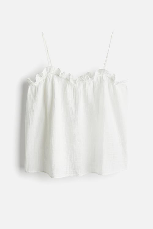 Frill-trimmed strappy top - white