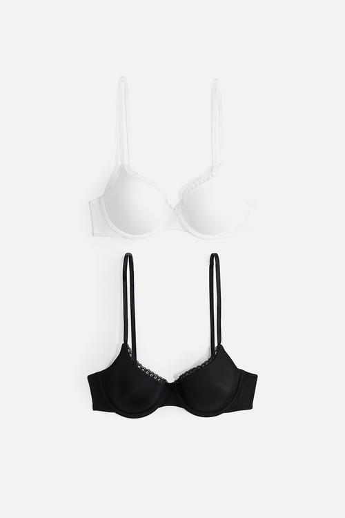 2-Pack padded underwired microfibre bras - white & black