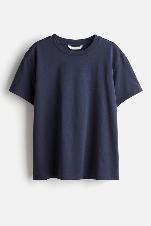 Cotton T-shirt - navy blue