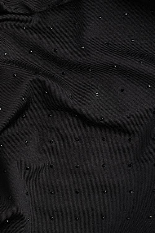 Straight jersey trousers -  black/rhinestones