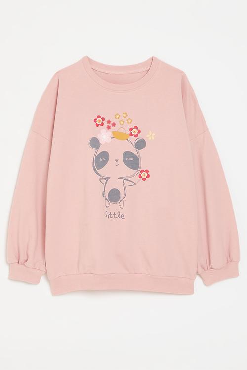 Printed sweat top - light pink