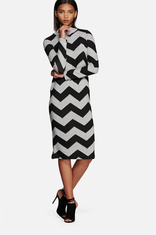 Elcos zigzag turtleneck dress