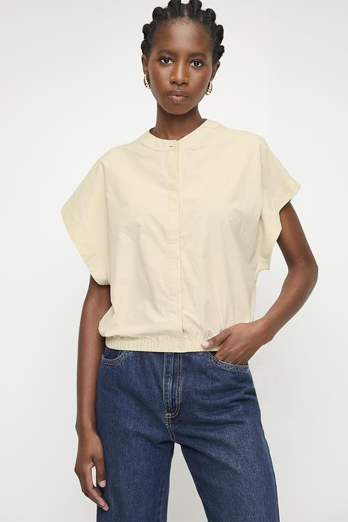 Grown on short sleeve notch neck shirt - stone