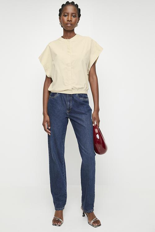 Grown on short sleeve notch neck shirt - stone