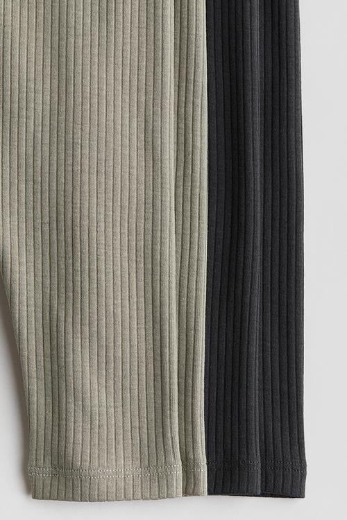 2-Pack leggings - dark grey & khaki green