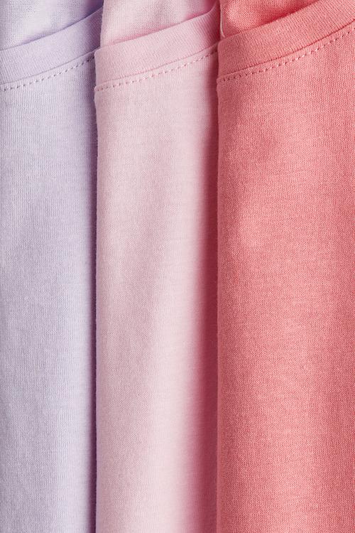 3 Pack cotton tops - pink & purple