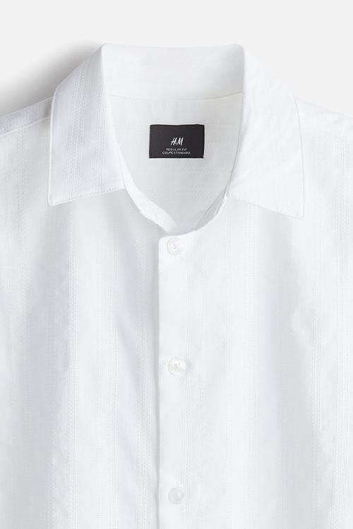 Regular fit textured shirt - white
