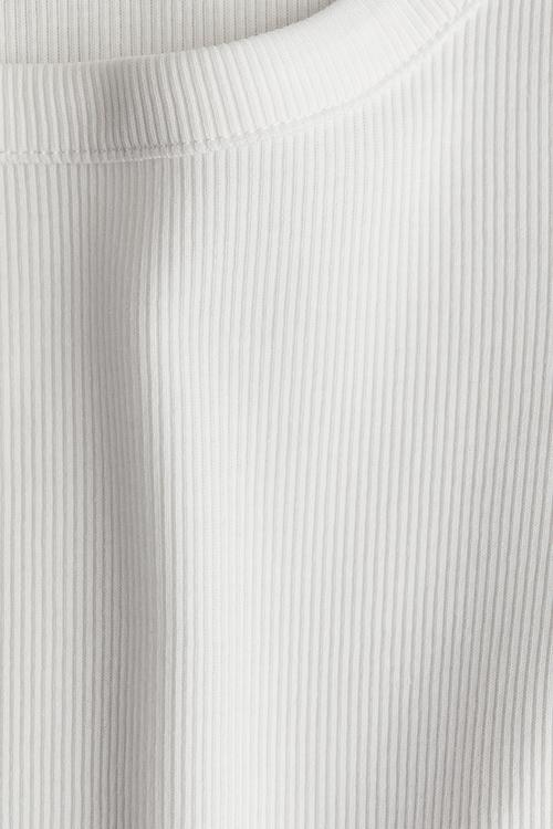 Ribbed jersey top - white