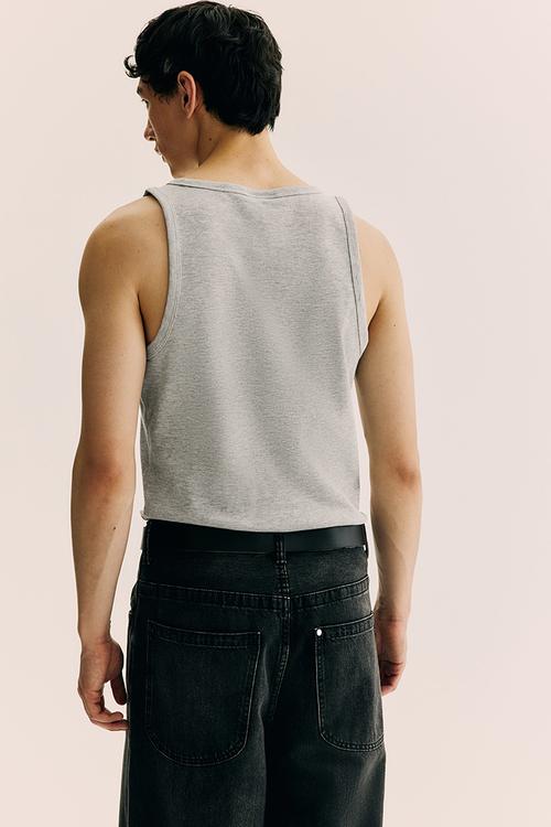 Slim fit ribbed vest top - grey marl