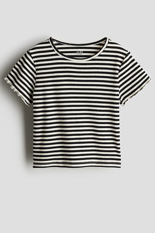 Keith Haring X H&M:  Ribbed jersey top - black/striped 
