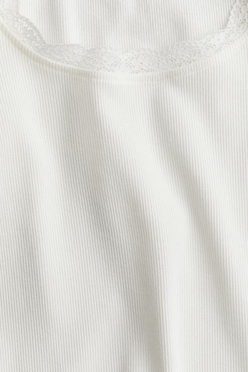 Lace-detailed jersey top - white