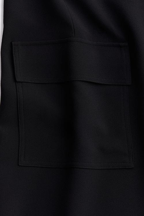 Pocket-detail mini dress - black