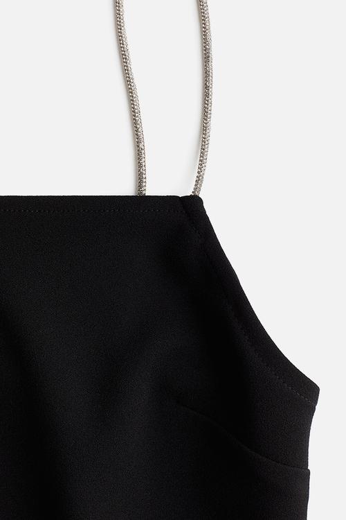 Strappy jersey top - black