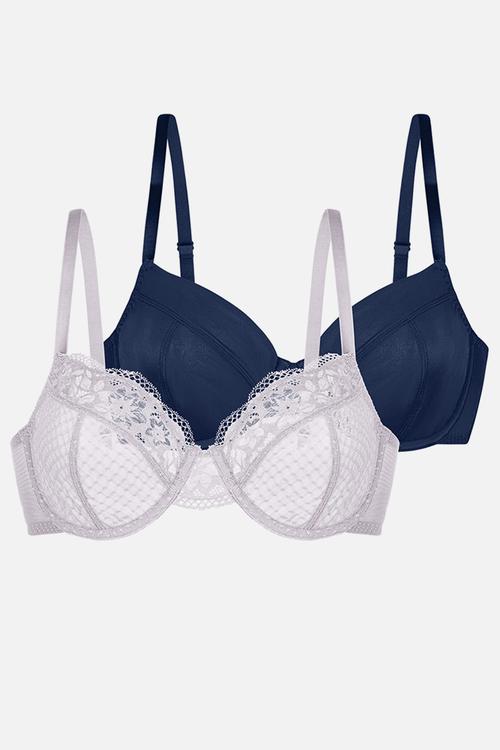 Curvy Sierra 2 pack wired bra - lilac & blue
