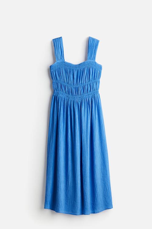 Smocked-bodice dress - blue